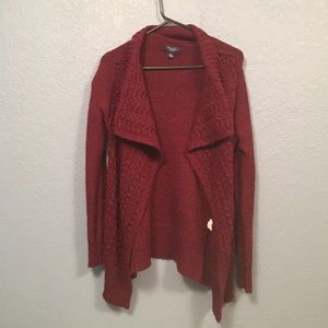 Maroon American Eagle cable-knit cardigan