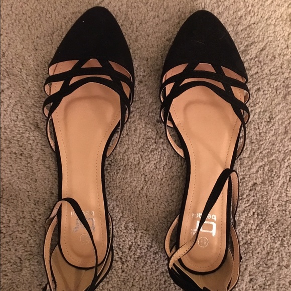 Black flats with ankle strap
