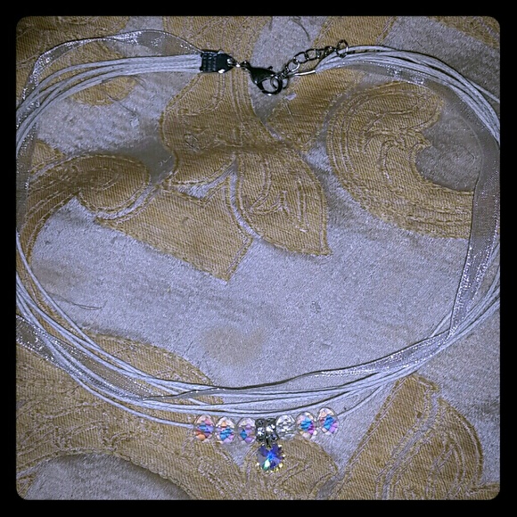 NEW cream color cord and mesh necklace