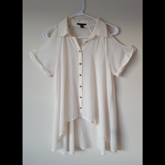 Cold shoulder white blouse