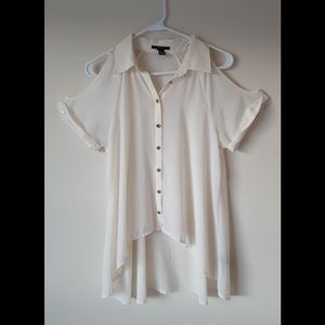 Cold shoulder white blouse