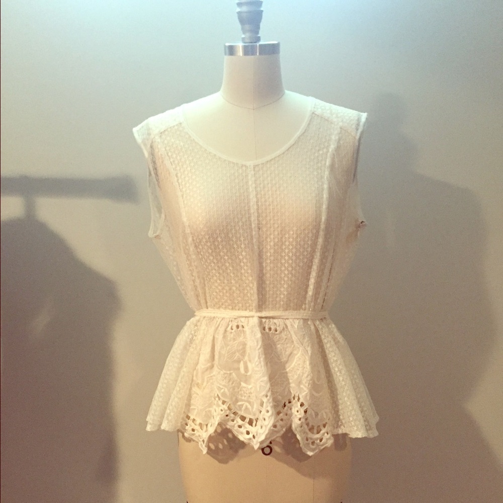 ELAINA B. Sheer Mesh & Crochet Top