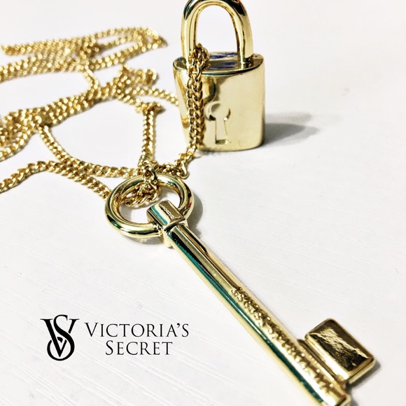 Victoria's Secret Jewelry Victorias Secret Gold Lock Key Necklace