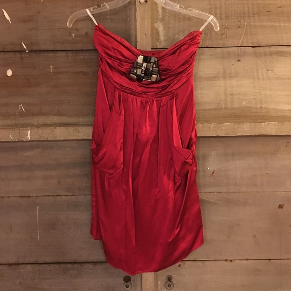 Red silk party dress🍒 - Picture 2 of 3