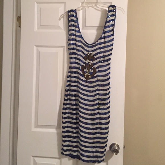 Vintage 80s pin up sailor sequin dress