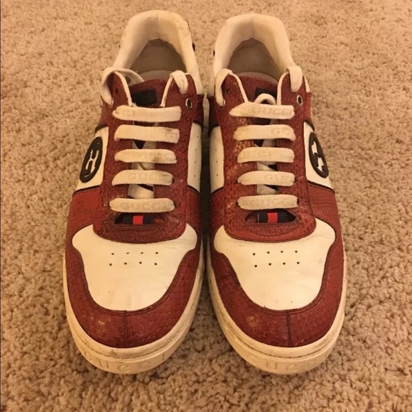 Gucci snake skin red sneakers size 10 US