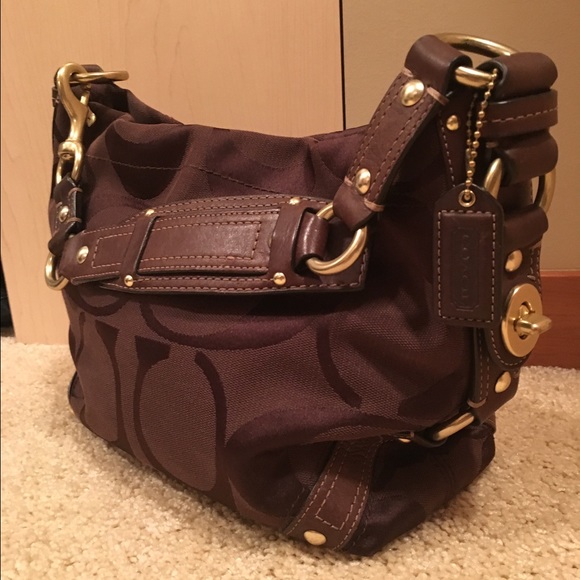 Coach purse- brown C print fabric