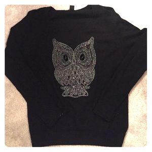 H&M black sequin owl sweater