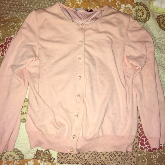 Light pink cardigan w/ pearl buttons