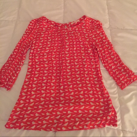 Camaieu top - bird and feather pattern