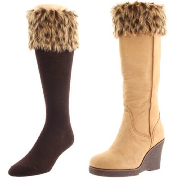 Footzy Sock Accessories - Footzy Boot Sock with Fur Trim (Leopard Print)