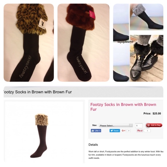 Footzy Boot Sock with Fur Trim (Leopard Print) - Picture 4 of 4