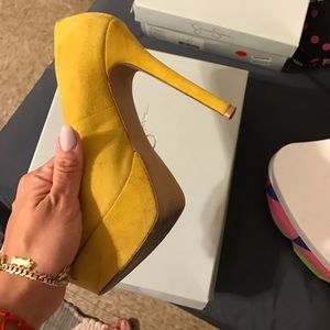 Bright mustard yellow Jessica Simpson heels