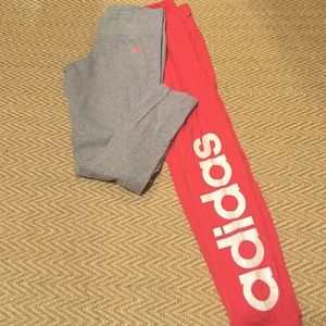 ADIDAS 3/4 leggings pink and grey
