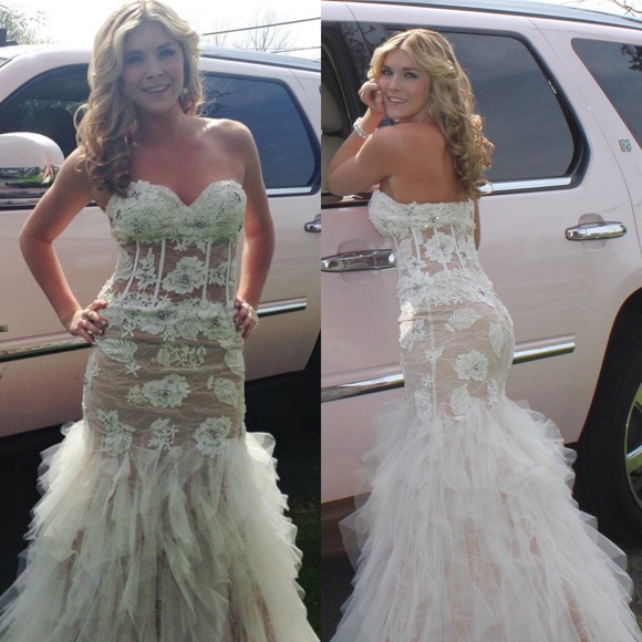 Jovani white lace mermaid dress