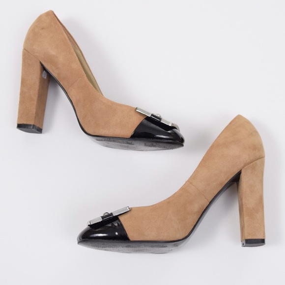 White House Black Market Shoes - White House Black Mkt cap toe suede pumps