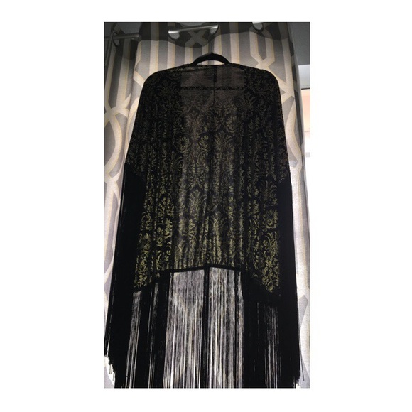 ✨Lulu's Gold & Black Fringed Cardigan✨