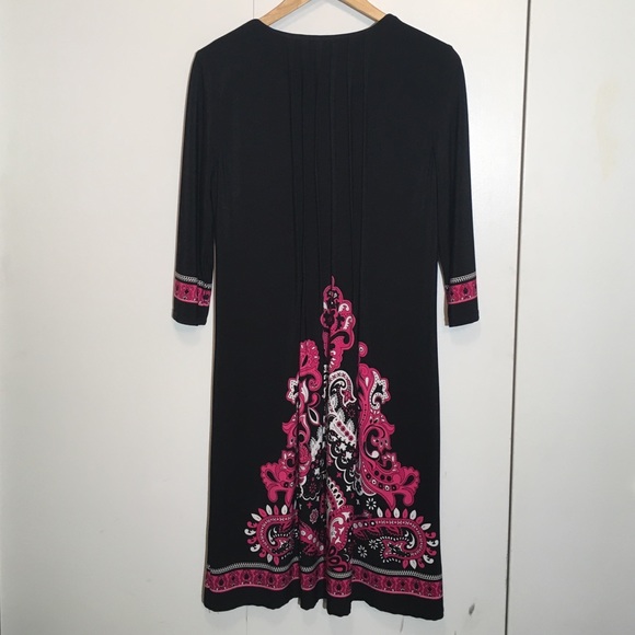 Black Dress w/ Pink and Magenta Pattern - Picture 3 of 4