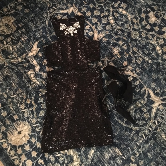 Express Dresses & Skirts - Black sequin cut out cocktail 🍹 dress