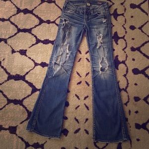 Silver jeans - worn and ripped W26/L33