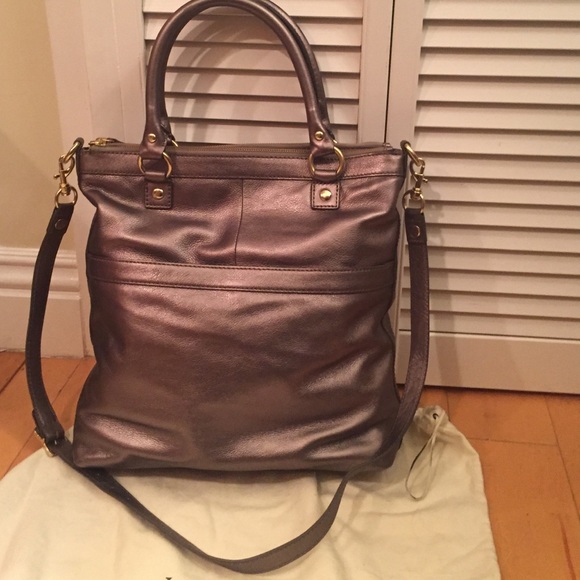 J. Crew Handbags - J. Crew Silver Metallic Leather Tote