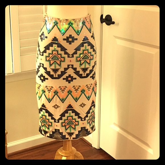 Express Sequin High-Waist Pencil Skirt