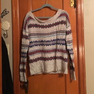 Boatneck/off the shoulder wool blend sweater