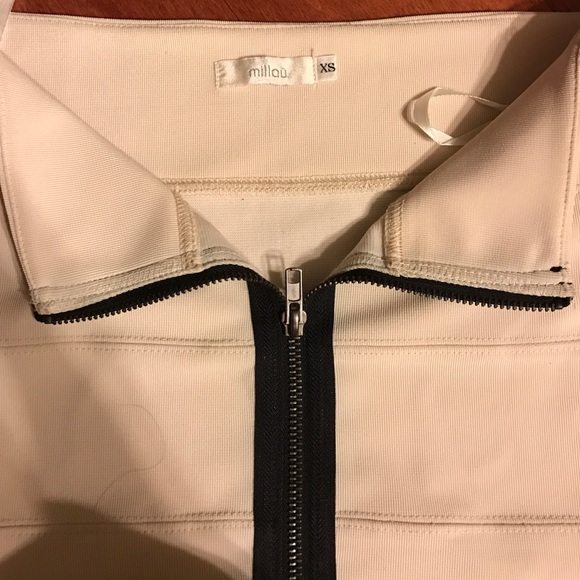 BEIGE BANDAGE ZIPPER SKIRT - Picture 3 of 4