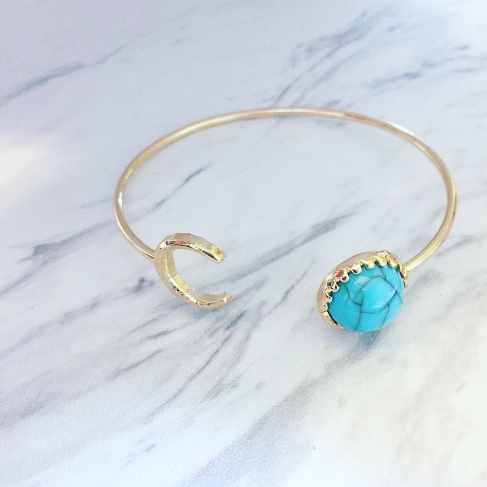 ❗️one left❗️Gold Moon & Turquoise Bangle