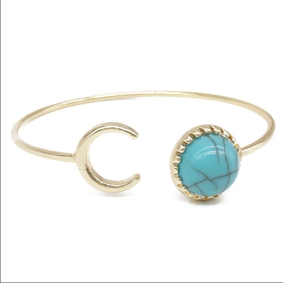 ❗️one left❗️Gold Moon & Turquoise Bangle - Picture 3 of 4