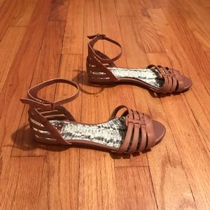 Gianni Bini ankle strap flats leather.