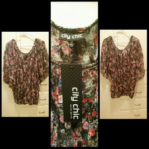 NWT City Chic floral sheer shirts