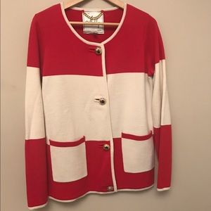 Milly striped cardigan with gold buttons.