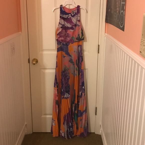 ASOS pleated prom dress. Multi colored