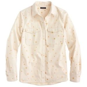 J. Crew ecru shirt w gold stars