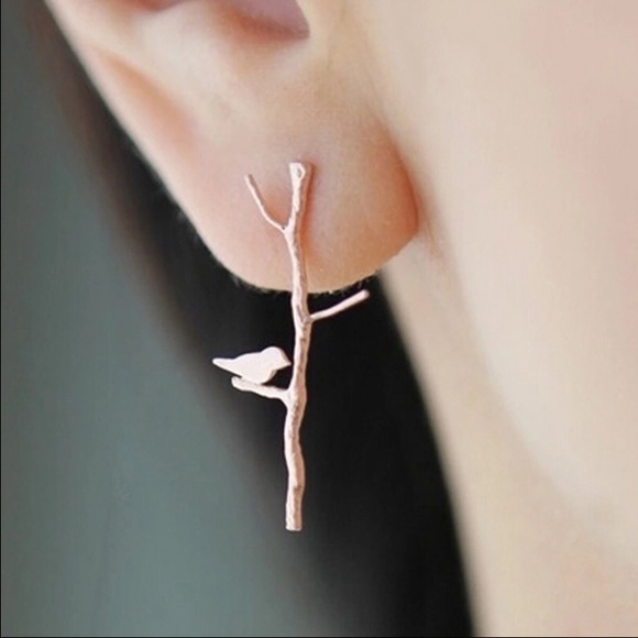 Gold Branch Earrings - Picture 2 of 2