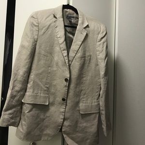 khaki linen blazer for men