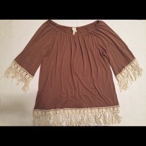Brown Fringe Top