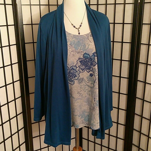 Blue Cardigan All-in-One