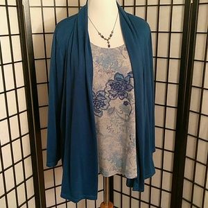 Blue Cardigan All-in-One