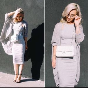 creme de la fame Dresses - CDLF GREY FITTED MIDI DRESS creme de la fame Dresses - CDLF GREY FITTED MIDI DRESS