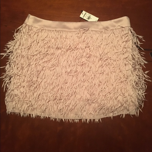 rose pink fringe skirt