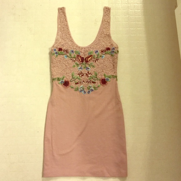 Free People mauve/blush body-con dress. - Picture 1 of 4