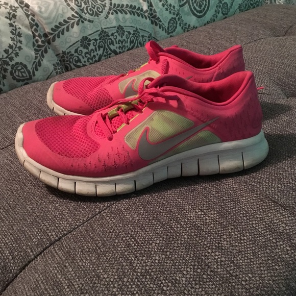 Nike Free Run 3 Pink and lime/yellow accent