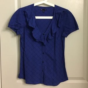 Dark blue short sleeved button-down