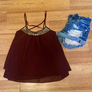 Size xs gold embellished tank