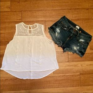 White flowy top