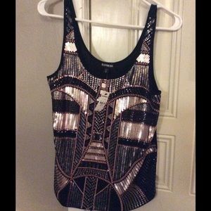 Express sequin tank size XS