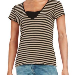 Free People Striped V-neck Tee