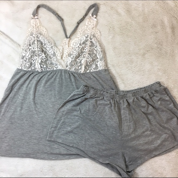 LOWEST! Cotton and lace Pajama Short Set